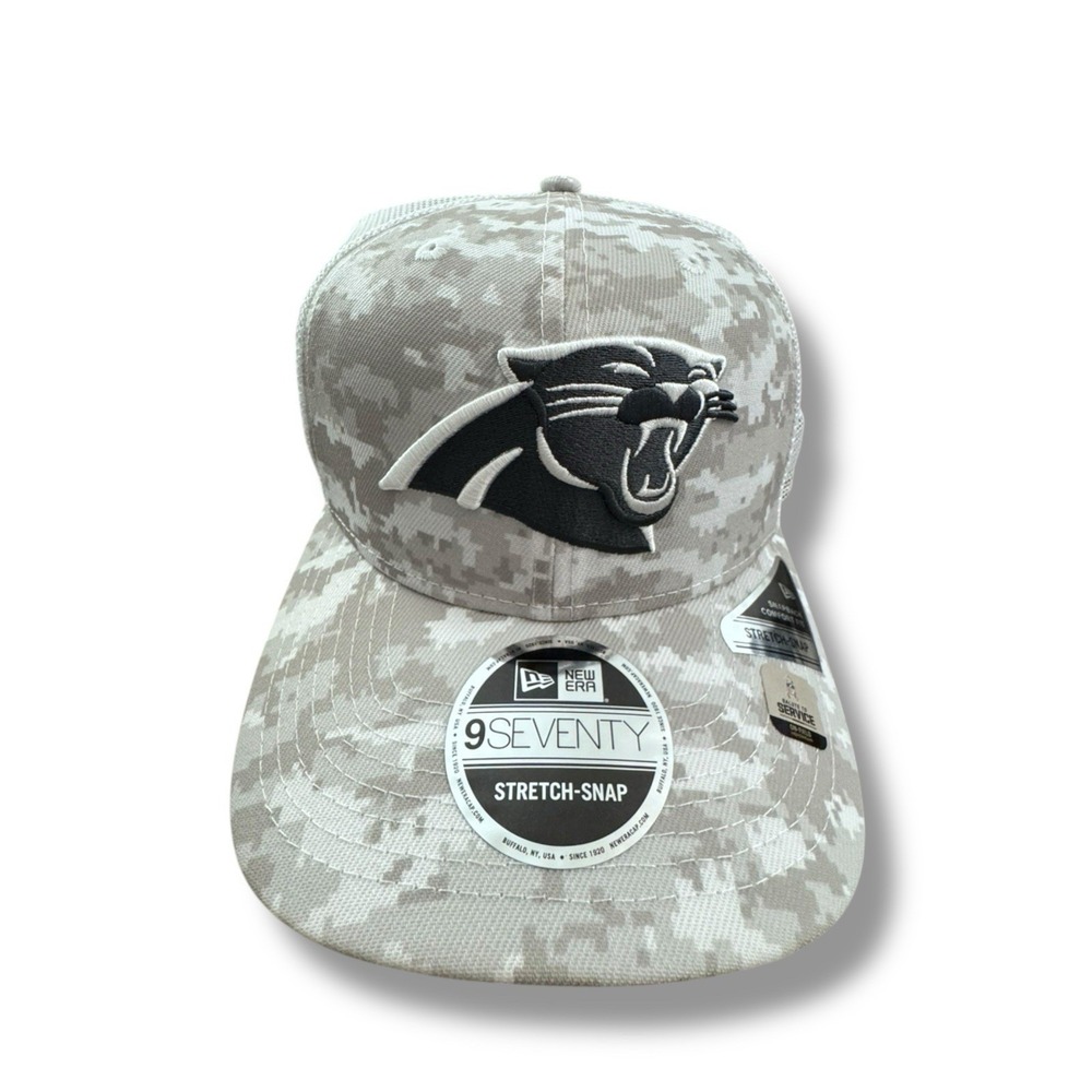 New Era Carolina Panthers Hat Mens OSFM Camo Salute to Service 9SEVENTY Snapback